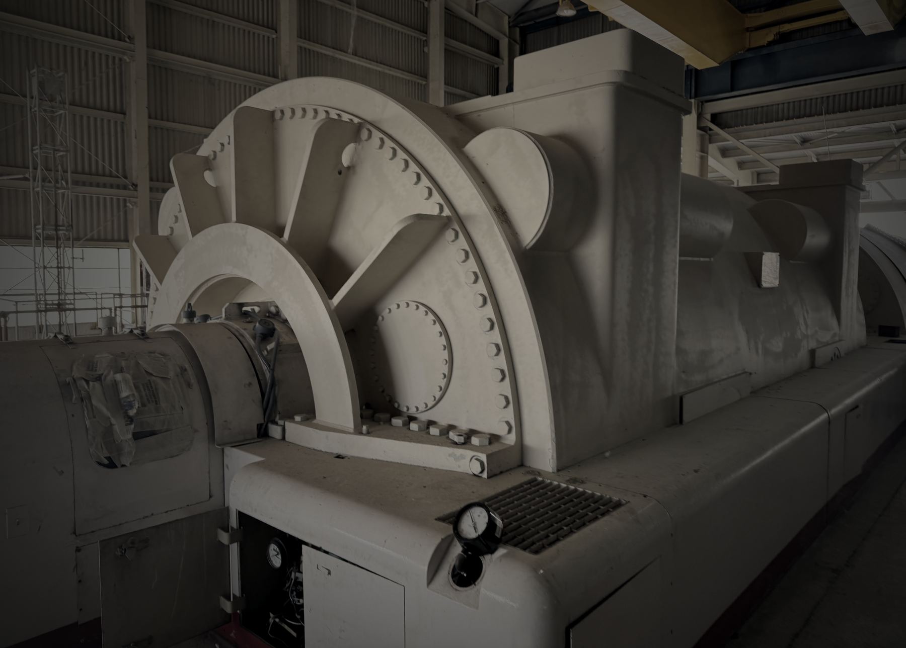 Utility turbine generator on the operating floor of a generating station